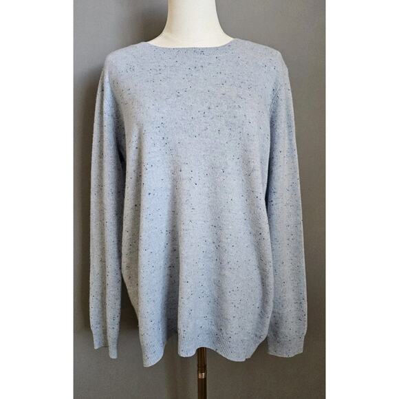 Pure Collection 100% Cashmere Speckled Light Blue Sweater Women’s Size 10 - Picture 1 of 7